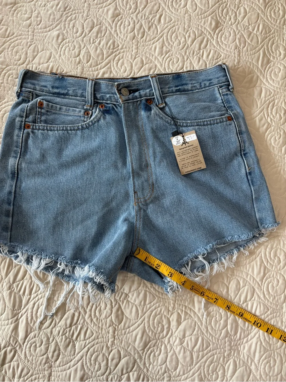 Levis Upcycled Frayed Hem Jean Shorts